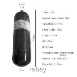 6.8lce 30mpa Noir Fibre De Carbone Pcc Cylindre De Remplissage De Réservoir D'air Haute Pression